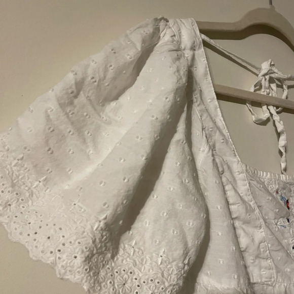 Old Navy White Swiss Dot Flutter Sleeve Tie Back Top Medium Petite - Picture 5 of 12